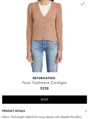 NWT Reformation Recycled Cashmere Black Ribbed Button-Front Cardigan